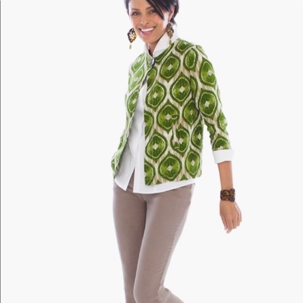 Chico's Green Patterned Jacket